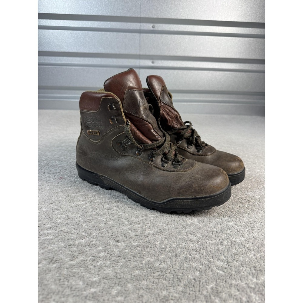 Asolo Hiking Boots Mens Size 9.5 Brown Gore Tex Leather Vibram Trail Backpacking